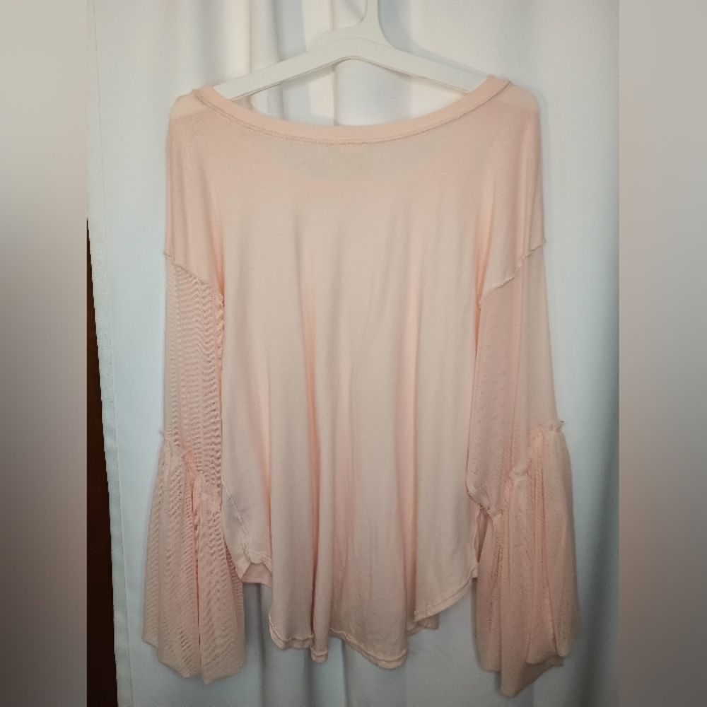 Free People Still Got It Top Small Pink Mesh Ruffle Bell Sleeve Coquette Ballet - Picture 7 of 13
